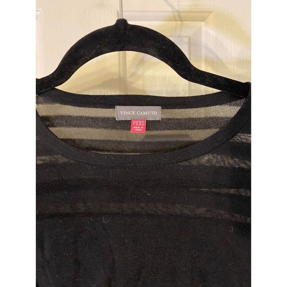 Vince Camuto Black Mesh Long-Sleeve Shirt Size Petite XXS - Picture 3 of 5
